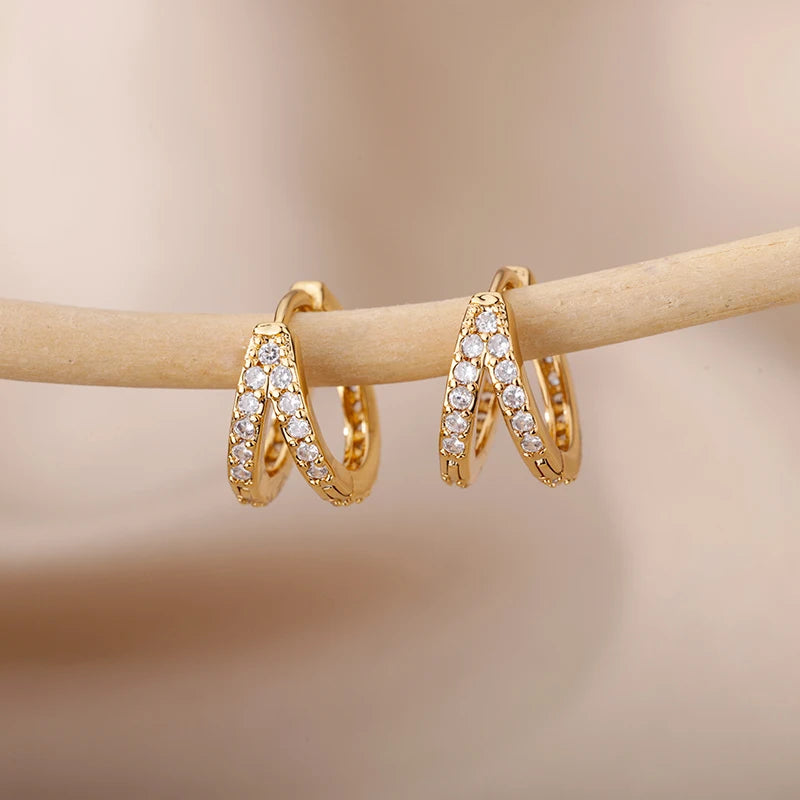 Zircon Hoop Earrings