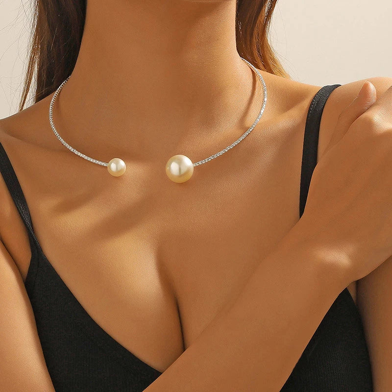 Pearl Heart Choker Necklace