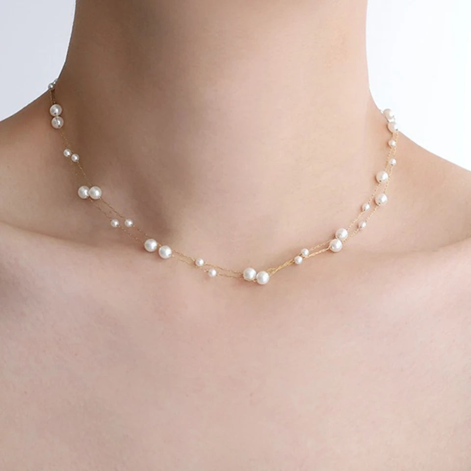 Choker Necklace With Pearl Chain