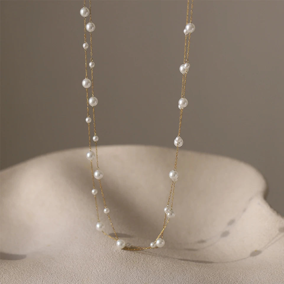 Choker Necklace With Pearl Chain