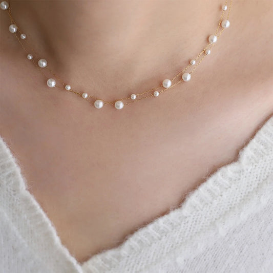 Choker Necklace With Pearl Chain